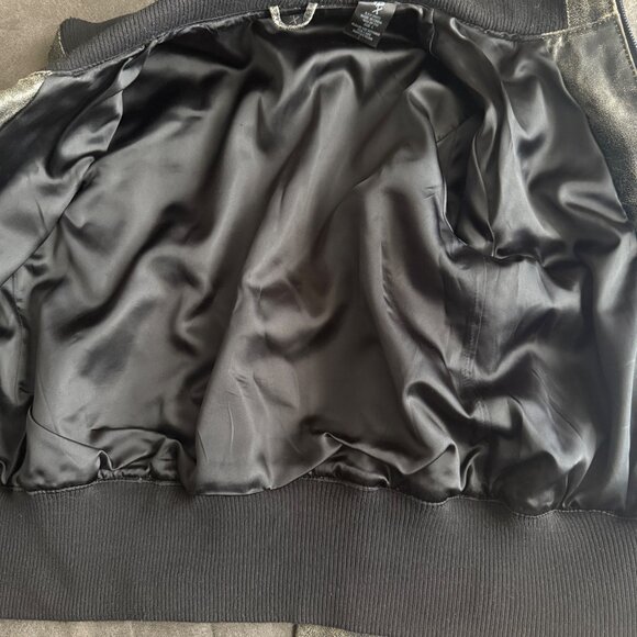 FRX Vintage Style Leather Bomber Jacket Size L - Picture 6 of 9
